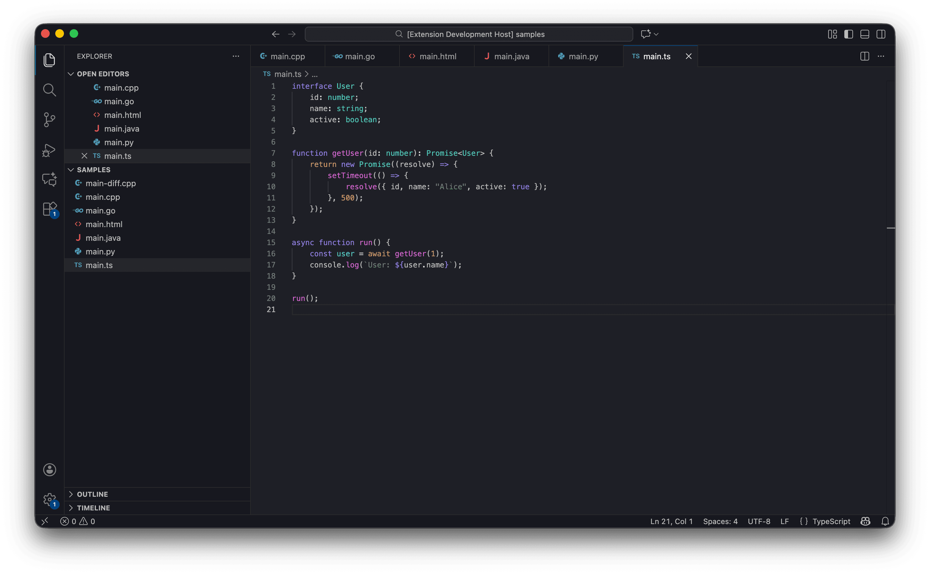 TypeScript syntax highlighting